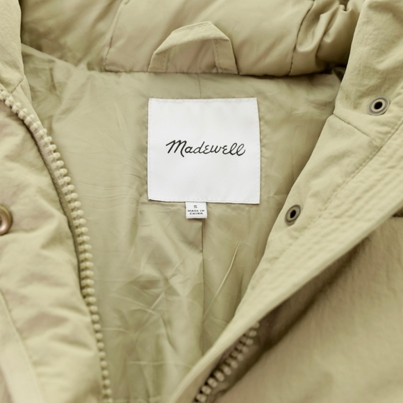 Madewell Holland Ash Green Khaki Quilted Puffer Parka Jacket Women S Cottagecore - Picture 8 of 11